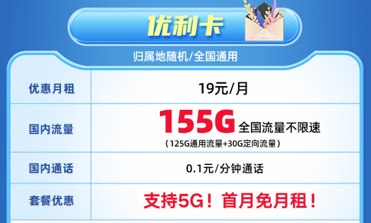 中國移動(dòng)全國通用5G流量卡套餐推薦 19元月租100多G全國流量不限速