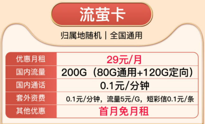 有沒有首月免月租的流量卡套餐？電信純流量29元通用套餐介紹
