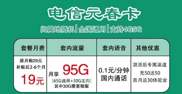 電信19元純流量卡套餐推薦 元春卡、錦鯉卡19元大流量不限速全國通用