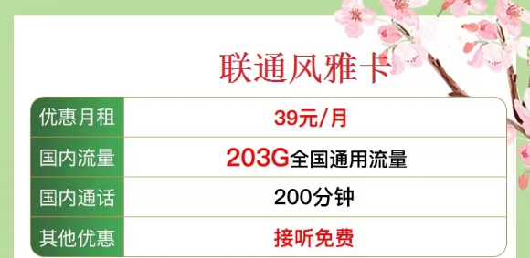 有沒有既有流量又有語言的 聯(lián)通流量卡？優(yōu)享套餐39元風雅卡、33元金兔卡|203G/103G純通用流量|100/200分鐘