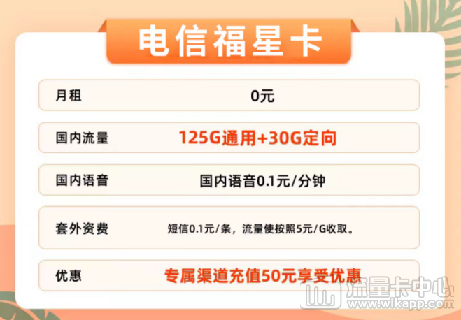 新推好卡！優(yōu)惠多多"電信福星卡"充值50元半年0元享！0元領(lǐng)取！
